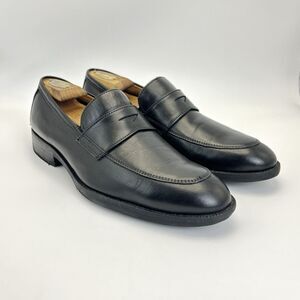 Johnston & Murphy Alcott Penny Loafers Mens 9.5 M Black Calfskin Leather 20-3871